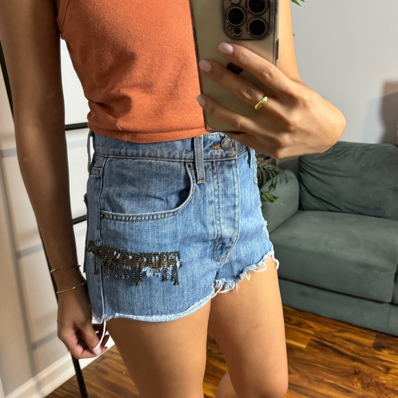 Carmar Jean shorts with black Bling - Picture 1 of 4